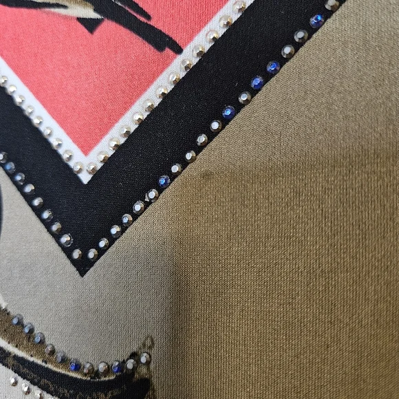 JM Collection Floral Geometric Print Top V Shape Blouse Tunic Casual Plus Size - Picture 9 of 12